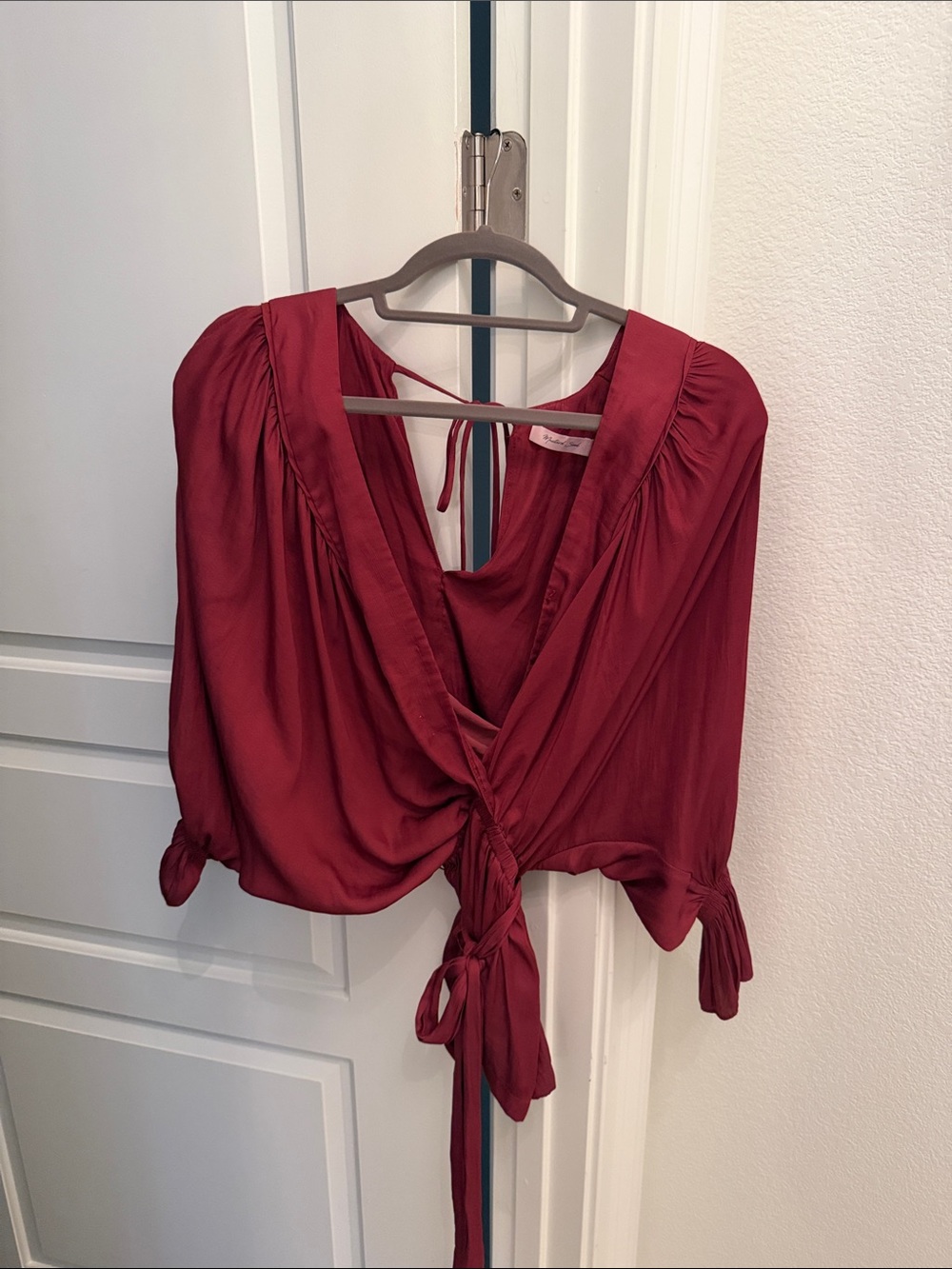 Mustard Seed Tie-Front Blouse in Wine